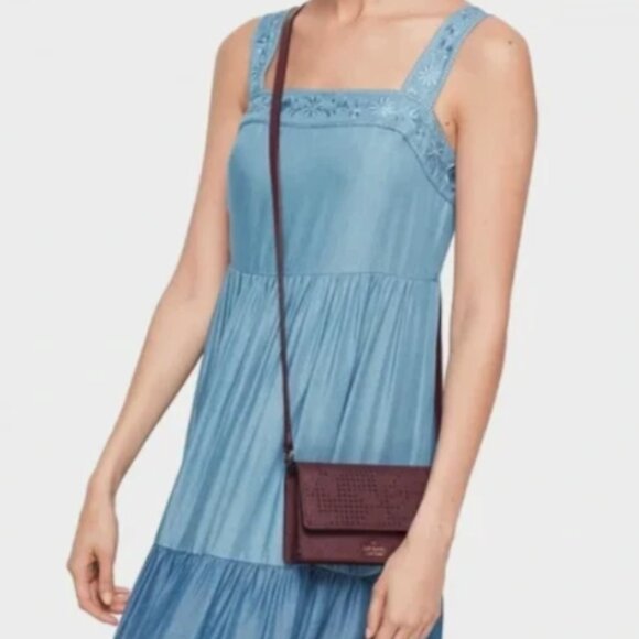 Kate Spade New York Cameron Street Perforated Mini Arielle Crossbody - Deep Plum - Picture 2 of 8